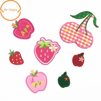 1 бр. Ленти с плодове, ягоди, череши, ябълки, етикети с бродерия за торбички, апликации за украса на дрехи.