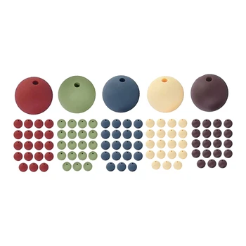 100 броя силиконови зърна, силиконови перли 9 мм, Обемна силиконова мъниста, асортимент от матирана неутрални цветове