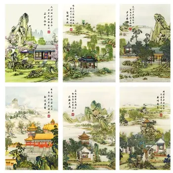 11-Каратный пейзаж на китайската таванско помещение, предварително отпечатани Комплект за бродерия на кръстат бод, Ръчна работа, Ръкоделие, игли, занаяти