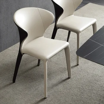 2 броя леки луксозен обедната стол дизайнерски Кожен стол за почивка в кафенето на хотела, стол за преговори