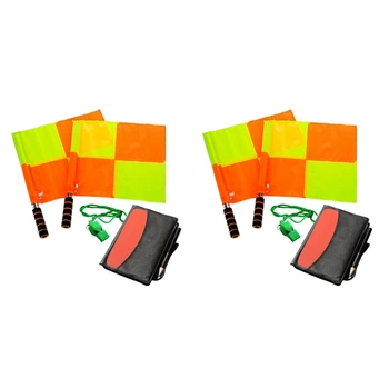 2 комплекта футболен съдия, футболни отметка в клетката, портфейл-записная книжка с червено-жълта карта и свистком