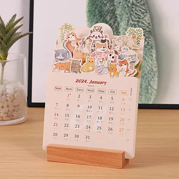2024, Настолен календар с цъфтящи цветя, дизайн на страниците-откъснат лист, Настолен календар, подарък за рожден ден, творческо писане в хола, Практичен мини-календар