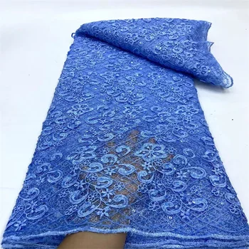 2024 Син най-Новата Луксозна поредица дантелен тъкани Нигерия Лейси бродерия Окото Лейси плат 3D блясък Сватбената лейси плат