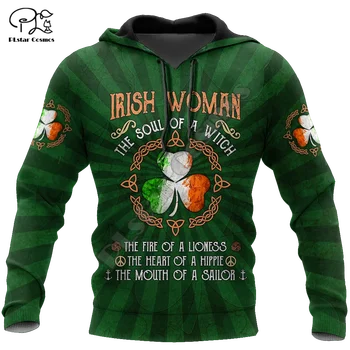 3d Принт Ирландски детелината, Свети Патрик, Забавни Мъжки и дамски блузи в стил Харадзюку, градинска дрехи, hoody с цип С20