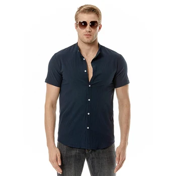 4 цвят! 2023 Лятна нова мъжки памучен риза с коноп яка Хенри, висококачествени ежедневни однотонная плажна риза, мъжки ризи