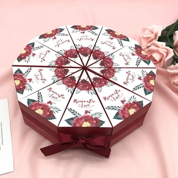 50 бр. / компл. Малка Сватбена кутия бонбони в Корейски стил, Персонализирано кутия шоколадови бонбони във формата на торта, Творчески опаковъчна кутия