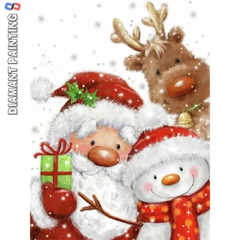 5D Диамантена снимка на Снежен човек Пълен квадрат Ново Записване Диамантена Бродерия Дядо Коледа Картина от планински кристал Коледен подарък Карикатура