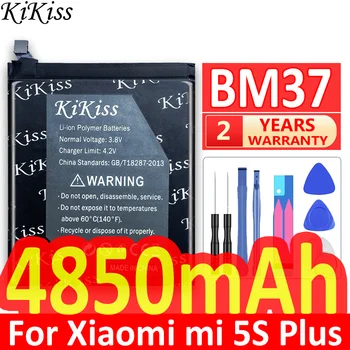 KiKiss За Xiao Mi BM37 Батерия 4850 mah За Xiao Mi 5S Plus MI5S Plus BM 37 Висококачествени Сменяеми Батерии За Телефон + Инструменти