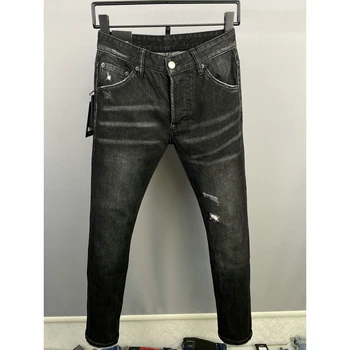 Mix Style 2024 DSQ2 Зимни мъжки дънки участък-намаляване, бизнес ежедневни, класически Дънкови панталони в стил мозайка, мъжки скъсани панталони