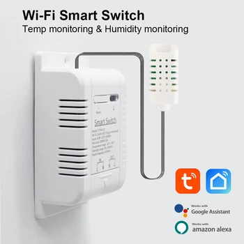 SASHA Smart WiFi Превключвател на температурата и влажността, реле за синхронизация, дистанционно управление, интелигентен сензор за температура и влажност на въздуха