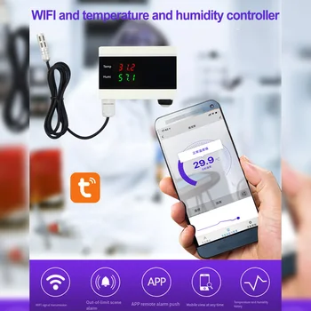 Sasha WiFi Датчик за температура, датчик термометър, детектор за влажност, влагомер, сензор аларма, термостат контролер за умна къща