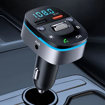 T75 Bluetooth съвместим FM Предавател 5,0 Автомобилния Безжичен адаптер QC3.0-Бързо Зарядно Устройство за Запалката на MP3 Музикален Плеър, Радио