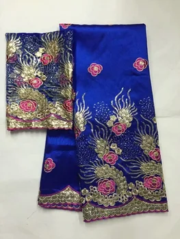 Бродирана тъкан George Дантела С блузкой За Индия, сватбени рокли Royal Blue 2019, Нова мода, Гипюр Gold Line, George Laces