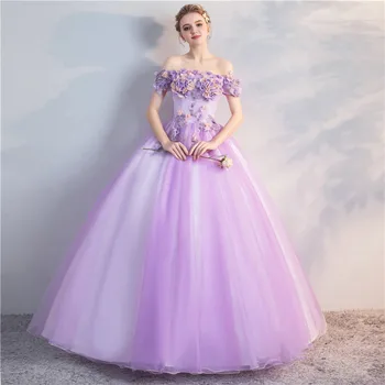 Буйни рокли DSP 2024, принцеса рокля с открити рамене, за бала на 15-годишно момиче с цветя