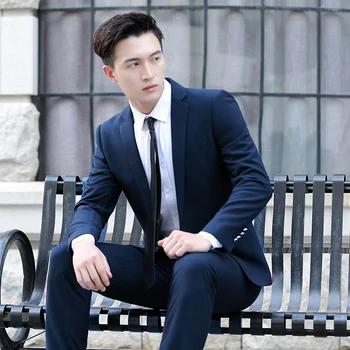 Бутик нови мъже (костюм + панталони), модерна и красива тенденция бизнес официалната дрехи, корейската версия, тънък висококачествен комплект от три елемента