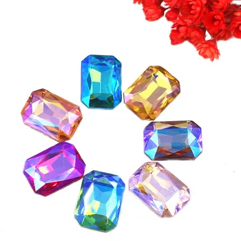 Висок клас AB цвят на 10x14/13x18 mm кристалното стъкло е с Правоъгълна Осмоъгълна форма sew кристали САМ маникюр