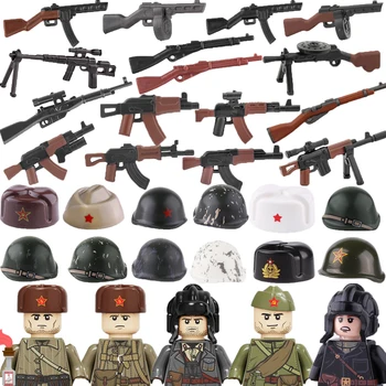 Военни градивни елементи, фигурки на съветските войници, Играчки, подаръци, Оръжие, Оръжие, каски, Съвместимо армейское екипировка, мини-тухли MOC
