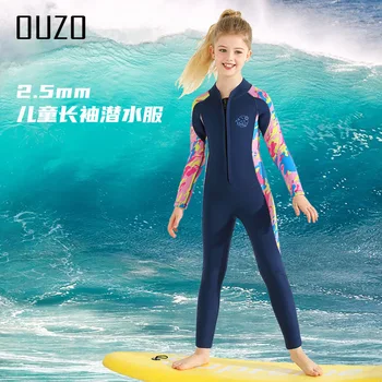 детски водолазный костюм 2,5 мм с дълъг ръкав, едно парче, водоустойчив, топло за момчета и момичета, на костюм за сърф, неопрен, детски неопреновый