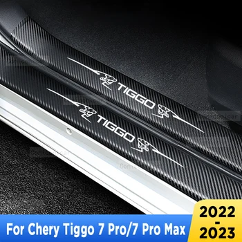 За Chery Tiggo 7 Pro Max 2022 Авто Защита На Задната Врата На Педала На Прага На Структурата На Въглеродни Влакна, Аксесоари Кожена Стил На Колата Стикер