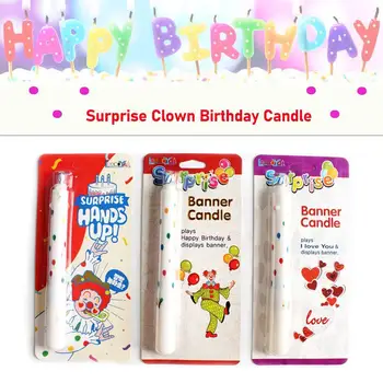 Забавен Topper за торта, Свещ, Поп Банер-изненада, Свещ на тема Цирков Карнавал, Свещи за клоуни, Украси за торта за рожден Ден