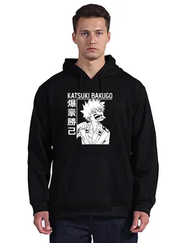 Забавна мъжки hoody Katsuki Bakugo Boku No Hero Academia с качулка, памук пуловер в стила аниме, блузи, манга All Might, палта, унисекс