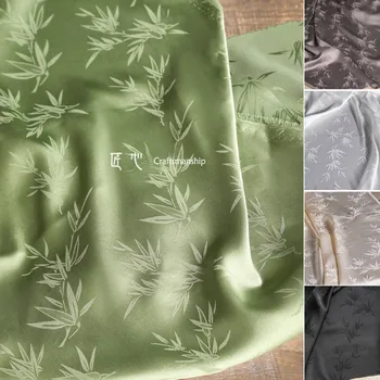 Зелени листа от бамбук, оцетна киселина, коприна на роклята, долната риза, пола, дизайнерски плат за дрехи