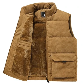Зимна модерен вълнена жилетка, мъжки палта с памучна подплата, мъжки якета без ръкави, топли жилетки, Дрехи големи размери 6XL