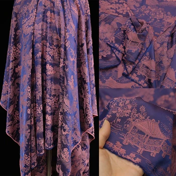 Имитация копринен сатен, двуцветен жаккардовая плат, Тънка брокат, нови китайски плат за дрехи Hanfu Рокля Dress