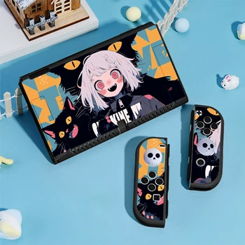 Калъф за превключване игра с анимационни момиче, съвместими с Nintendo Switch OLED / Switch NS, с 4 капачки за джойстик, прикрепляемый калъф за Switch Joy-против