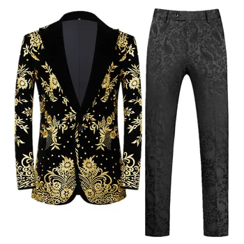 Класически черни мъжки блейзери с бродерия, сако, Нови мъжки бизнес костюми за светски партита 2023 година