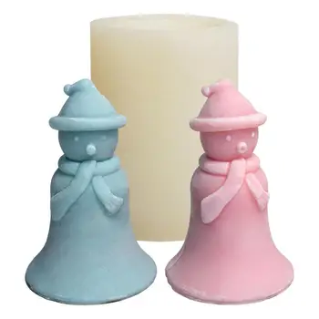 Коледни восъчни фигури, формата на смола под формата на снежен човек, за да работи, силиконови форми за свещи, форма за Коледни свещи, мазилка за бродерия