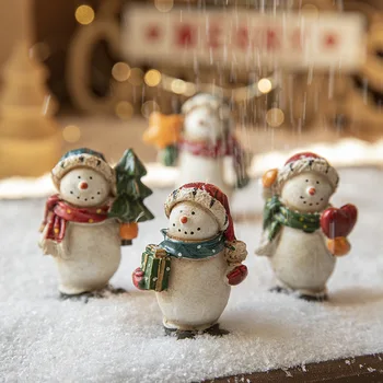 Коледни Декоративни настолни украшения във формата на снежен човек от смола, Коледен декор, мини-навидад, Коледни украси за дома фестивалната парти