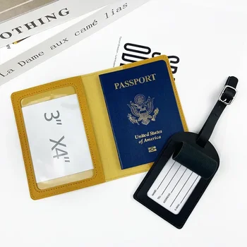 Лесен за употреба за корици за паспорти за пътуване куфар от изкуствена кожа, Име, телефонен номер, Адресна етикет, Нови етикети за пътувания на пикник, кацане на борда на самолет