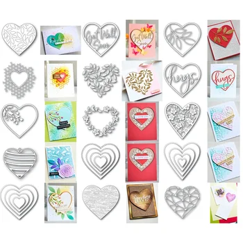Метални щанци за изрязване на сърца за Свети Валентин за нови приходи 2022 г., scrapbooking, цветя, прегръдки, рамка, пощенска картичка, без печат