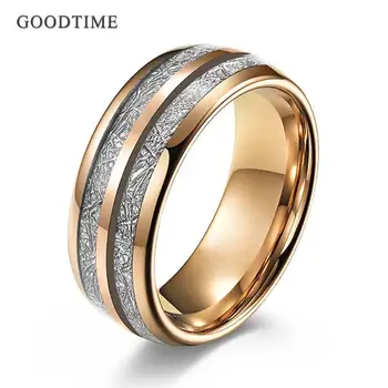 Модерен пръстен от волфрам карбид за мъже, жени, Годежен пръстен от Розово злато, Бижута подарък за годишнината, за любовник 6 mm/8 mm