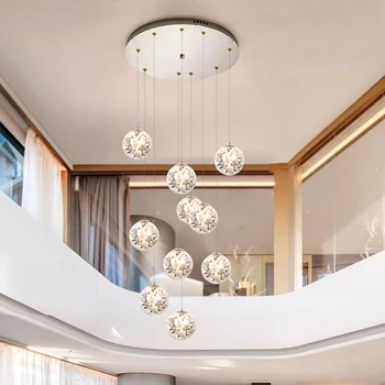 Модерно стълбище полилей Висящи лампи за вътрешно осветление на Тавана лампа, окачена лампа led полилей за хола вътрешно осветление