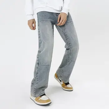 Модни улични дънки, мъжки ретро Свободни улични и хип-хоп Директни ежедневни панталони, мъжки дънки, разкроена панталони 5061