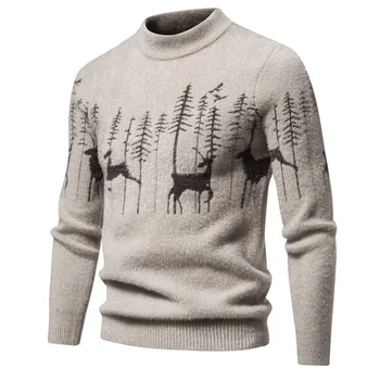 Мъжки trend Нов пуловер от изкуствено кадифе, меки и удобни модерен топъл пуловер вязаный