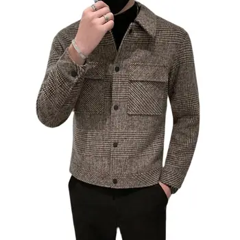 Мъжко палто, вълнена 2021 г., в есенно-зимната вълна къса тънка яке на Valentina яке trend