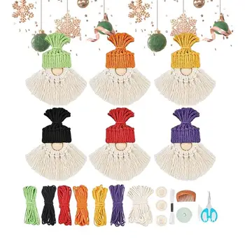 Направи си САМ Macrame Коледа Gnomes Kit Пълен Набор от Многократно Памучна Прежда САМ Gnome Декоративно-Приложното Изкуство За Коледно Автомобилни Огледала