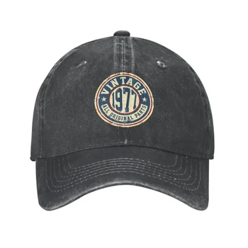 Персонализирани Ретро памук 1977 година на раждане, Всички оригинални части, бейзболна шапка Спортна Дамски Мъжки регулируема Подарък шапка на 46-ия Рожден Ден