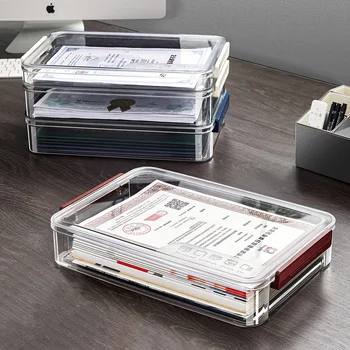 Прозрачна кутия за съхранение на Преносим Пластмасов голям капацитет за документи, канцеларски материали, бижутерия, ученически пособия за дома и офиса