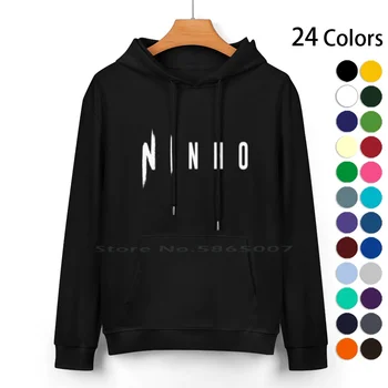 Пуловер с качулка от чист памук Ninho 24 Цвят С логото на Ninho Vie Quon Mêne Francais Rappeur Damso Mhd Niska Pnl Lacrim Съдба Mils 2 0