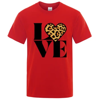 Реколта мъжка тениска с леопардовым принтом Love Forever, Модни памучни тениски, проста Свободна градинска дрехи, Летни дишащи Мъжки блузи.