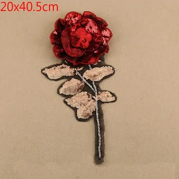 Ръчно изработени САМ роза кръпка шевни перли, пайети апликация бродерия 3D цвете етикет/етикет за дрехи/дрехи/чанти/дънки/къща/плат