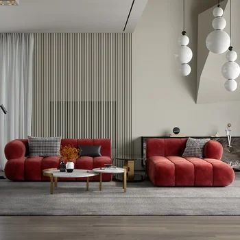 Скандинавска Модерен минималистичен технология, Фланелевый арт диван, Лесен Луксозен Минималистичен стил, Италианска дизайнерска модел мека мебел за дневна