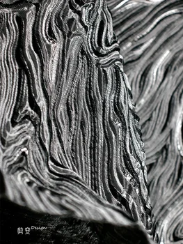 Текстура Flow Rock, Цвете Сиво триизмерна жаккардовая плат, висококачествени платове за панталони с релефно райе, дрехи