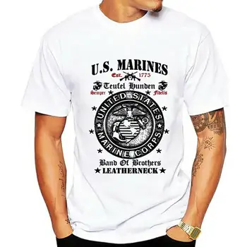 Тениска на Морската пехота на САЩ Semper Fi Devil Куче, Бойни лента, Ветеран на Въоръжените сили на