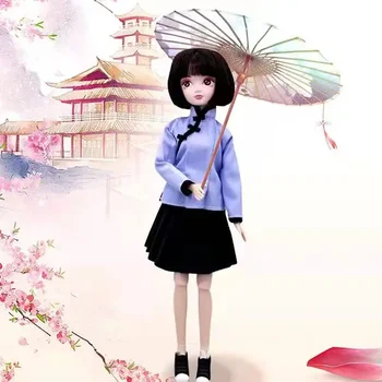 Традиционната китайска студентски облекло за кукли Барби, облекло, риза, пола, 1/6 BJD, аксесоар за играта къща, Играчка за момичета, cosplay
