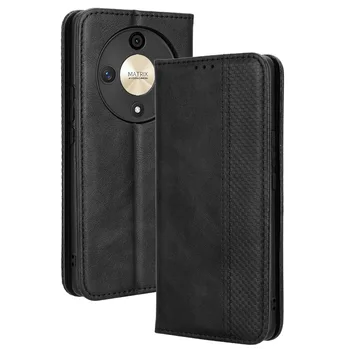 Флип-надолу капачка от магнитна кожата за Huawei Honor X9b 5G, калъф-за награда, ретро тънък държач за карти, поставка за телефон, чанти